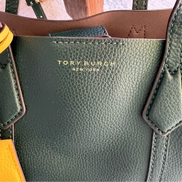 TORY BURCH Perry Small Leather Satchel Crossbody Shoulder Bag Norwood Green - Picture 2 of 9
